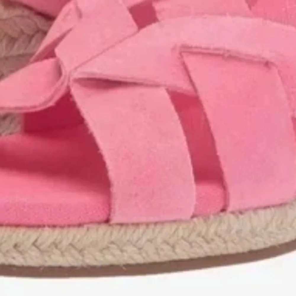 Pink Women's Wedge Sandals - Casual Strappy Slingback - Picture 3 of 6